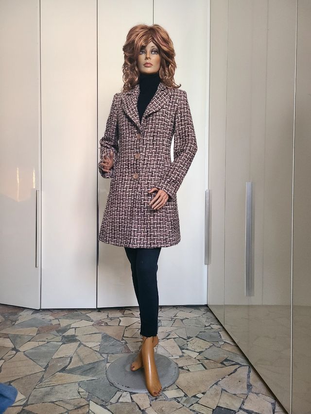 Cappotto Tartan rosa e multicolore