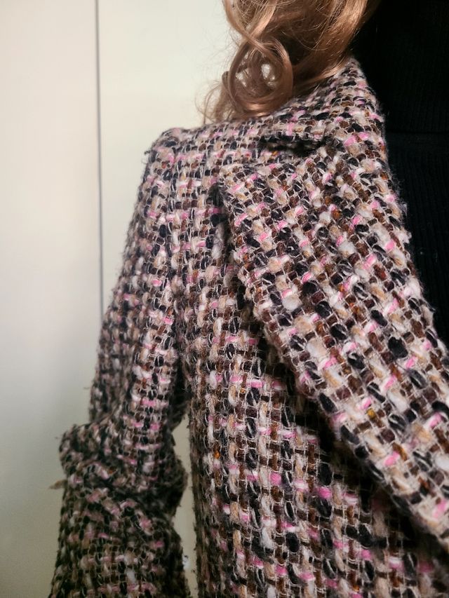 Cappotto Tartan rosa e multicolore