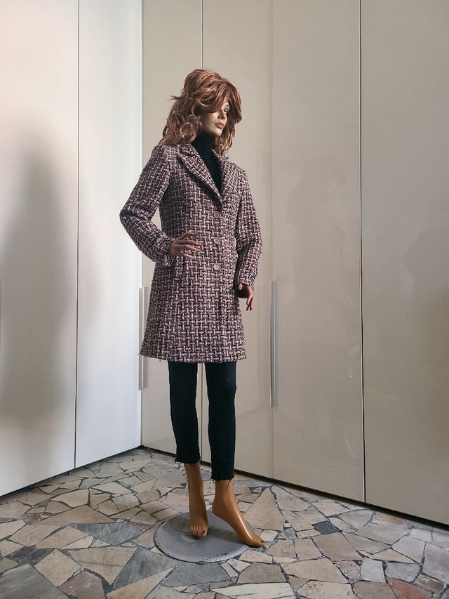 Cappotto Tartan rosa e multicolore