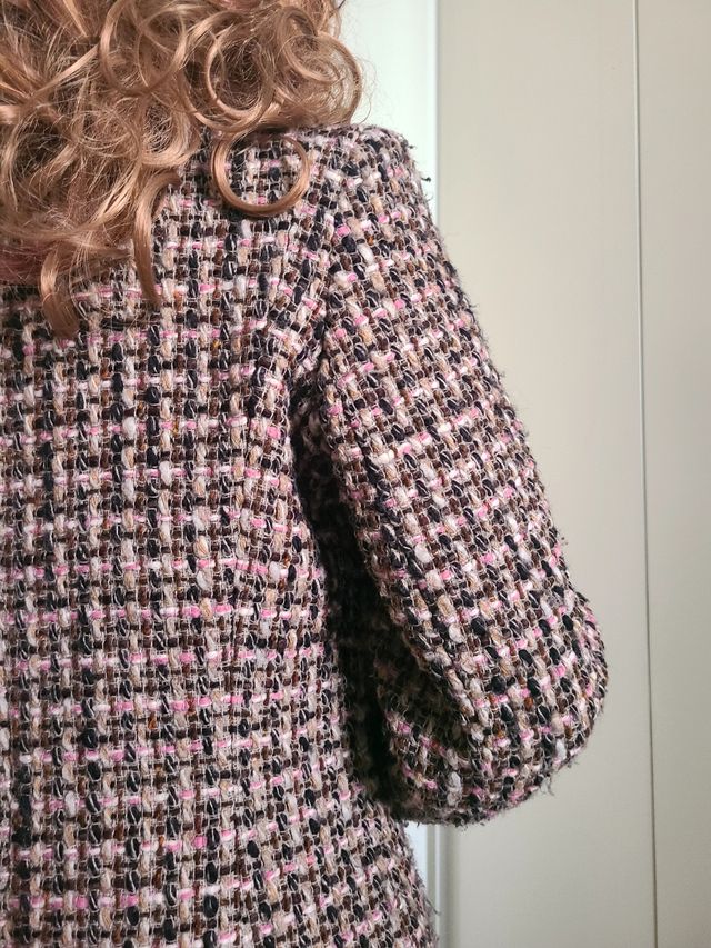 Cappotto Tartan rosa e multicolore