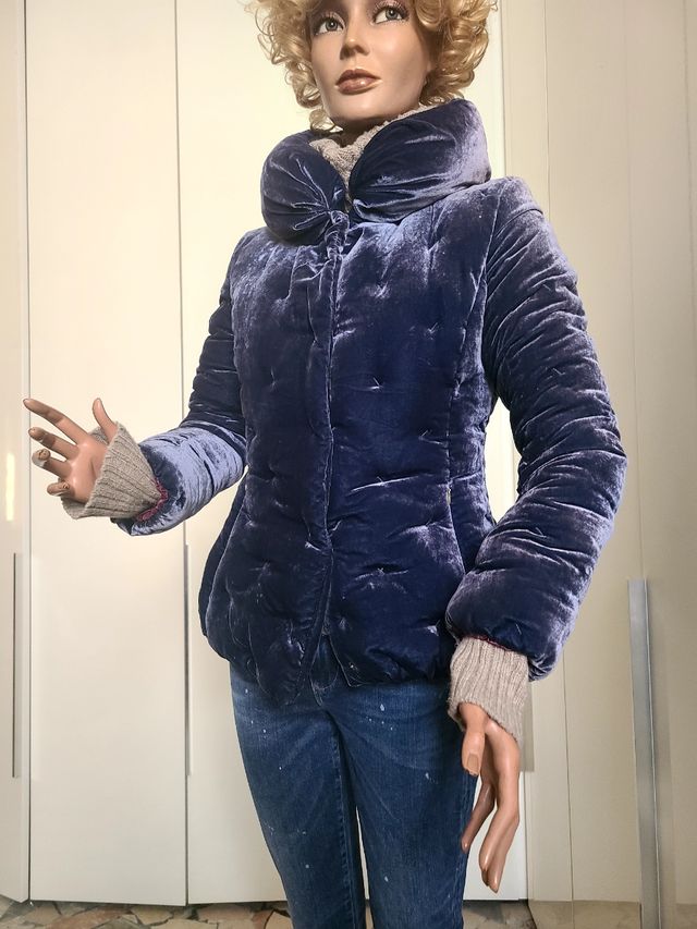 Giacca Piumino Velluto Blu