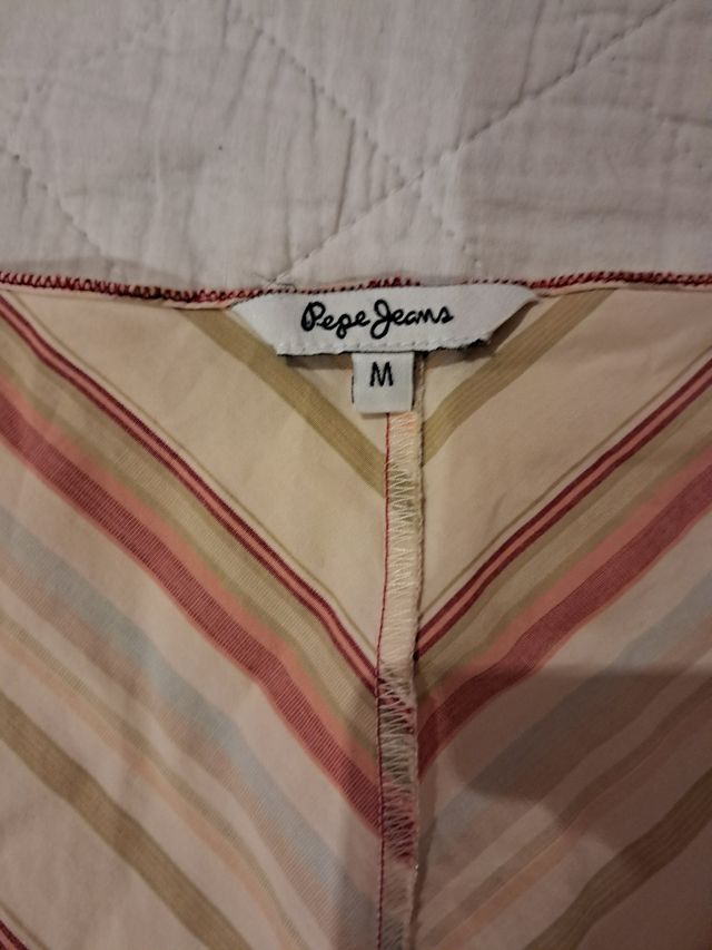 Camisa Blue Jeans M rayas beige, rojo, verde....