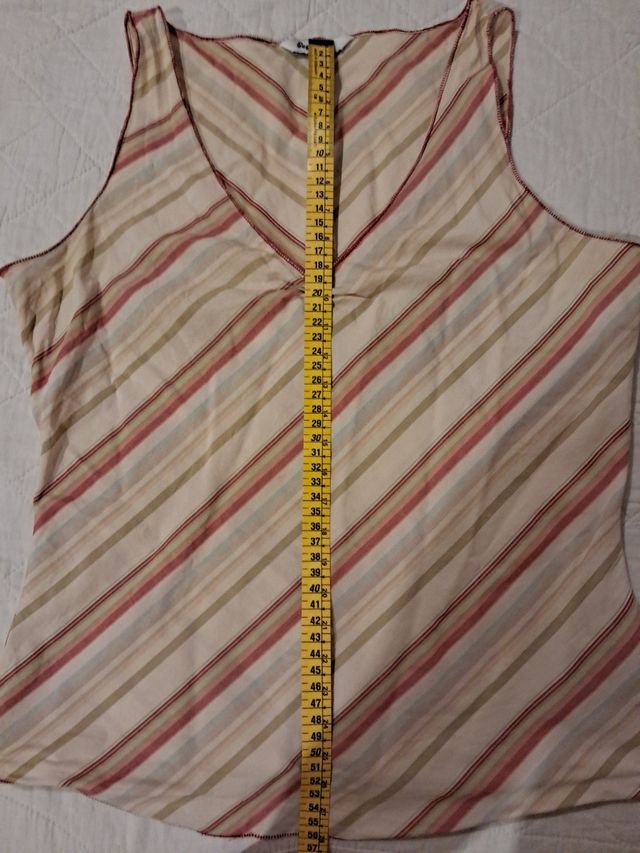 Camisa Blue Jeans M rayas beige, rojo, verde....