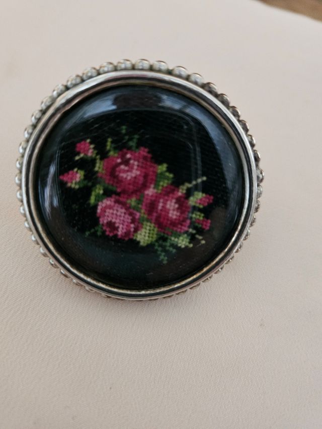 Spilla vintage fiori rosa