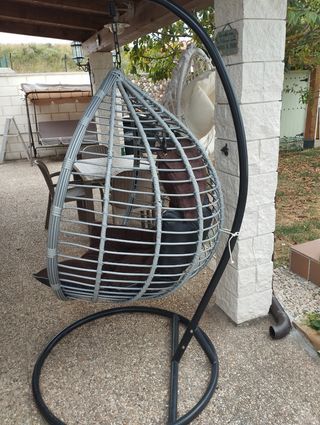 Silla colgante ratán - Cojines marrón