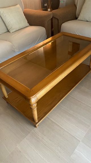 Mesa centro cristal-roble