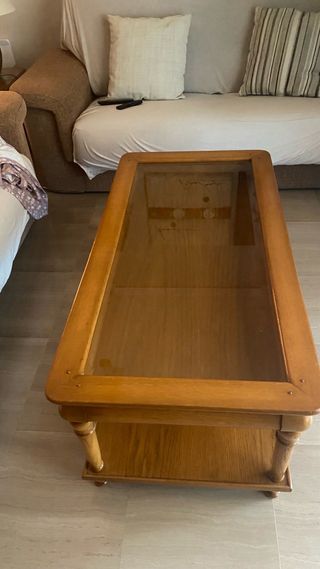 Mesa centro cristal-roble