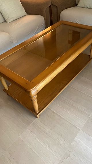 Mesa centro cristal-roble