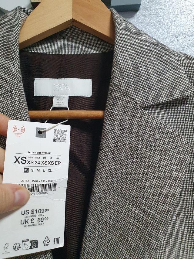 Blazer Zara - Gris y marrón
