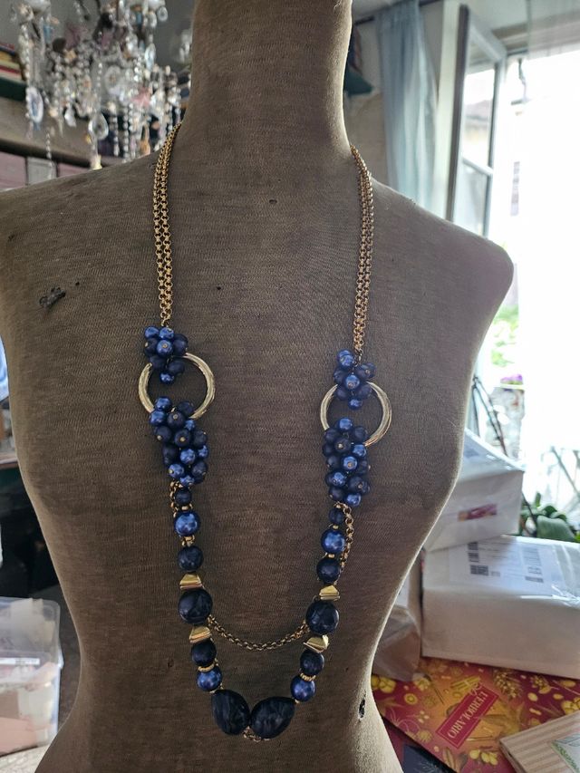 Collana Perle Blu e Oro