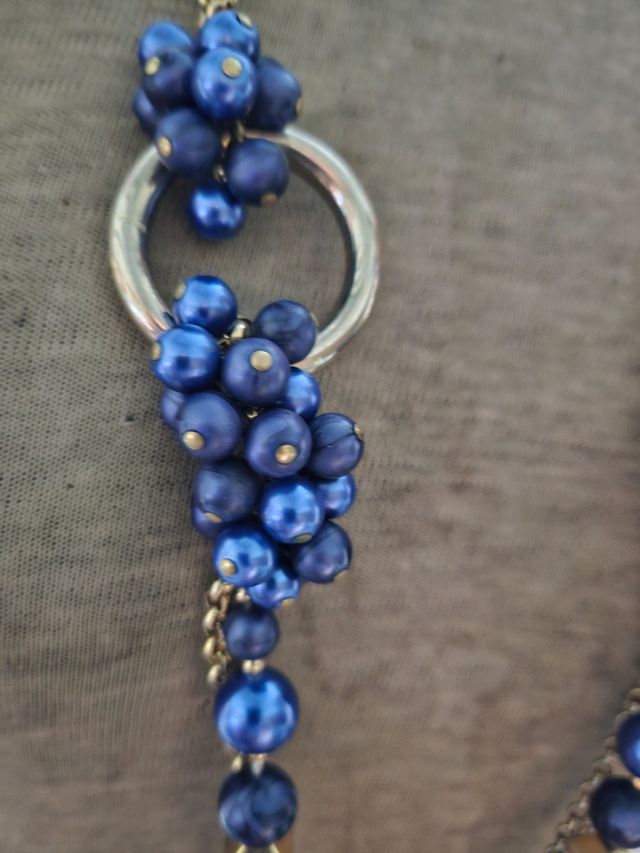 Collana Perle Blu e Oro