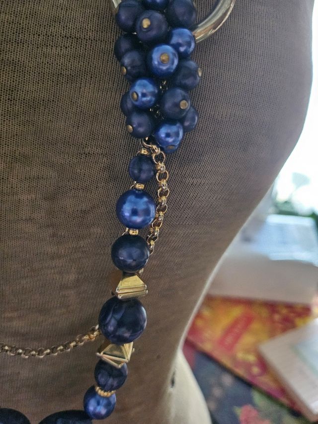 Collana Perle Blu e Oro