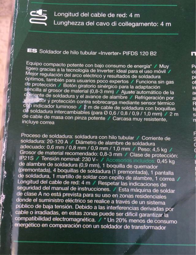 Soldador hilo tubular Parkside PIFDS 120 B2