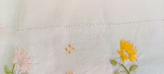 LENZUOLO VEGAN LINO VINTAGE RICAMO DI FIORI