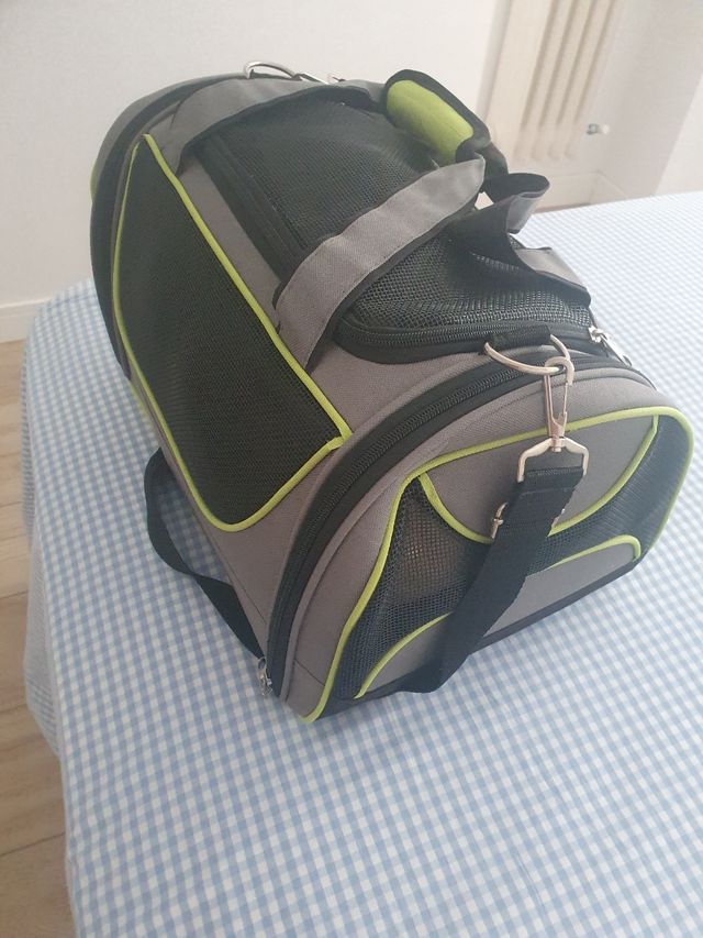 Transportín mascotas pequeño gris-verde