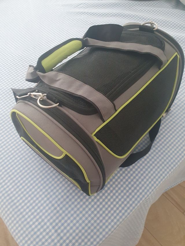 Transportín mascotas pequeño gris-verde