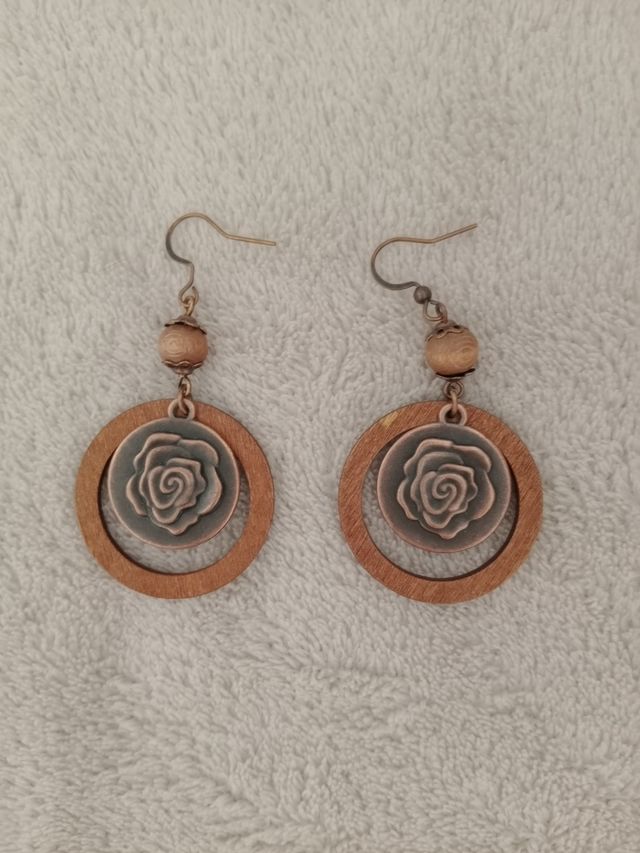 Pendientes colgantes madera y metal