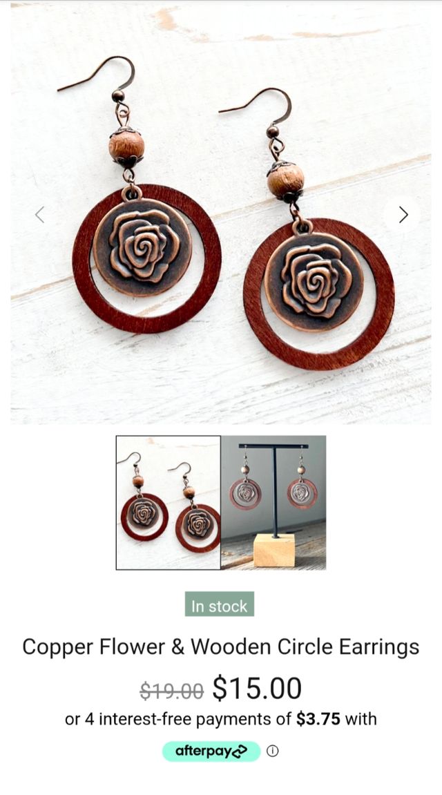 Pendientes colgantes madera y metal