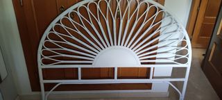 Cabecero cama ratán blanco, válido cama 135 y 150
