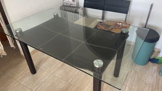 Mesa de comedor de cristal templado 