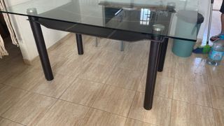 Mesa de comedor de cristal templado 