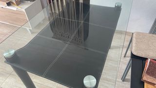 Mesa de comedor de cristal templado 
