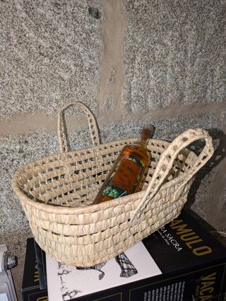 Maleta de palma tipo picnic