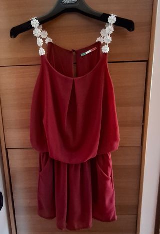 Tutina rossa spalline fiorellini