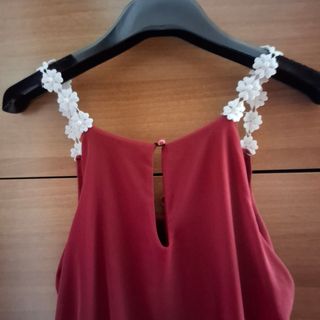Tutina rossa spalline fiorellini