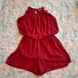 Tutina rossa spalline fiorellini
