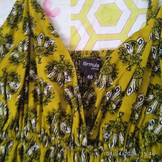 Vestido estampado verde-amarillo