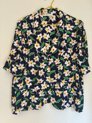 Chaqueta - blusa Mary West - Flores Azul