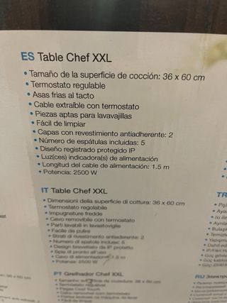 Plancha Princess Table Chef XXL 36x60cm