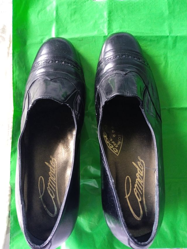 Lote zapatos Piel mujer 38 tacón negros y marrón