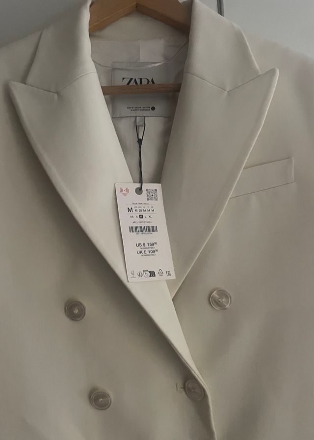Abrigo Blazer levita blanco Zara - Talla M