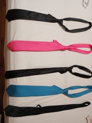 5 Corbatas - Rojo, Negro, Rosa, Verde azulado