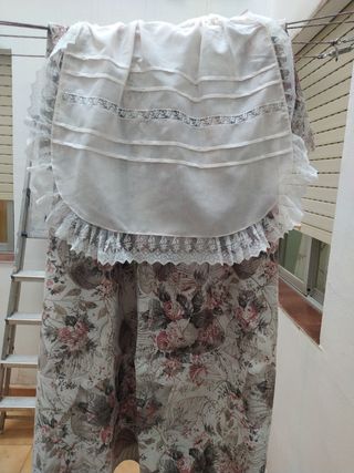 Tela Huertana: Beige y Rosahay 460 por150 largo