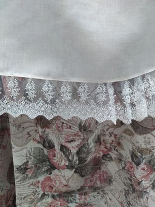 Tela Huertana: Beige y Rosahay 460 por150 largo