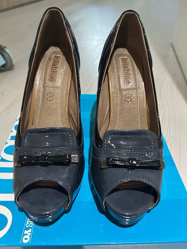 Zapatos Lolablue tacón azul-gris