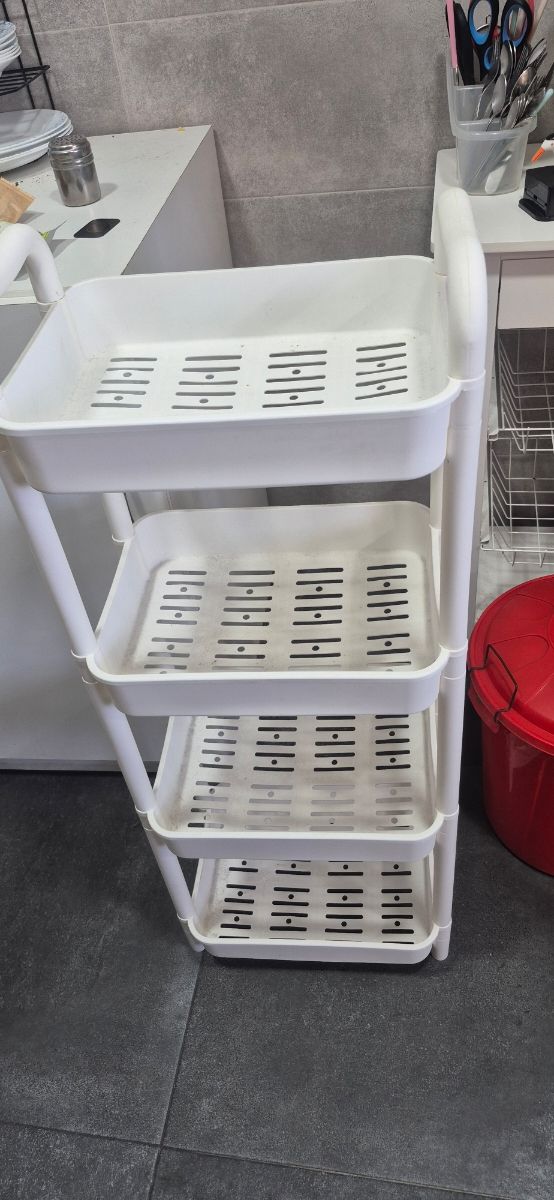 Carrito 4 estantes blanco sin ruedas