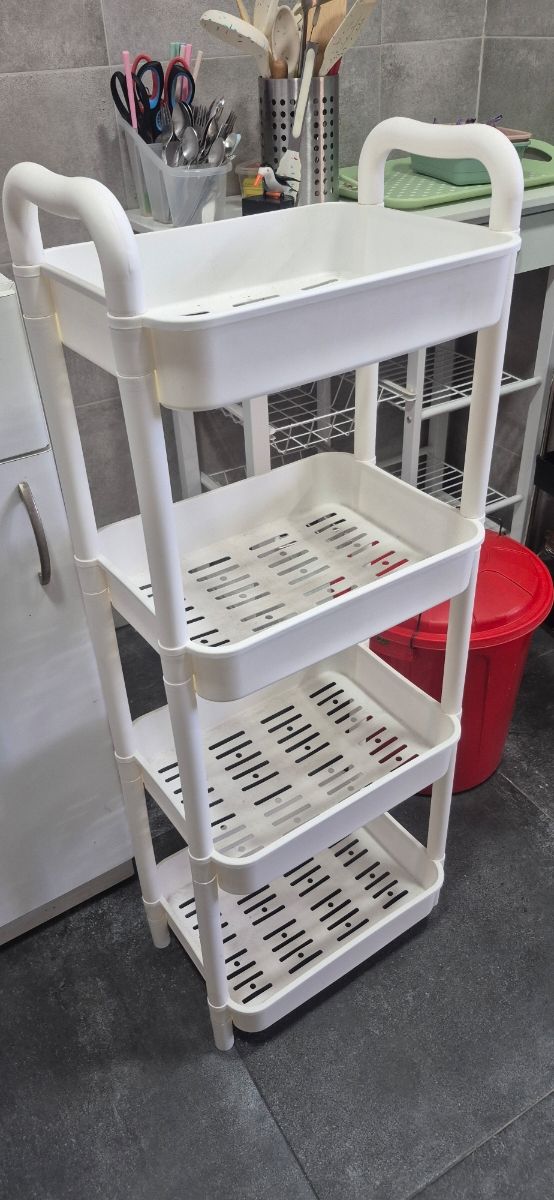 Carrito 4 estantes blanco sin ruedas