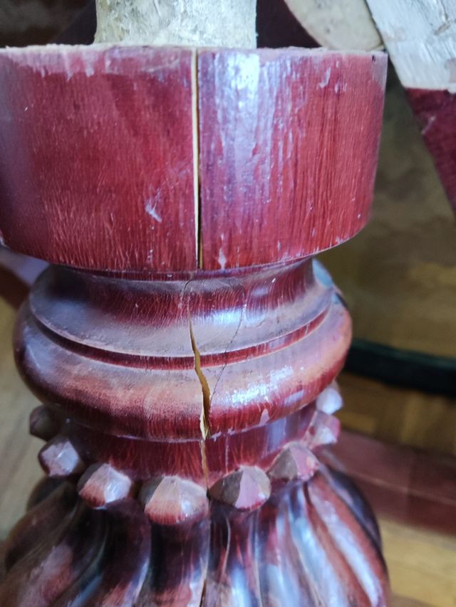 Mesa centro redonda desmontable de cristal ymadera