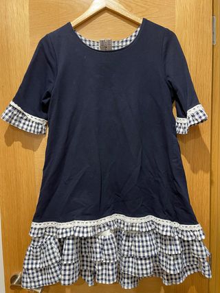 Vestido azul marino vichy - Talla M