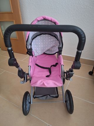 Carrito muñecas rosa-gris