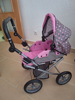 Carrito muñecas rosa-gris