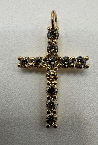 Cruz oro 18k diamantes champagne