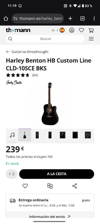 Guitarra electroacústica Harley Benton CLD-10SCE 