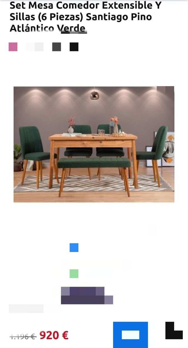 Mesa Nueva de Comedor Extensible, 4 Sillas, 1 banc