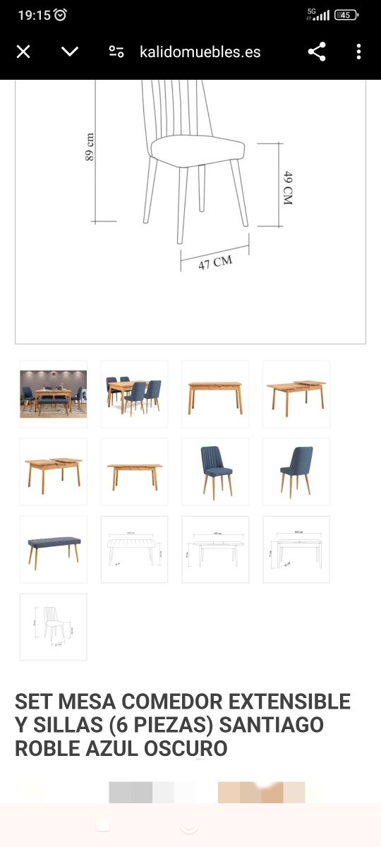 Mesa Nueva de Comedor Extensible, 4 Sillas, 1 banc