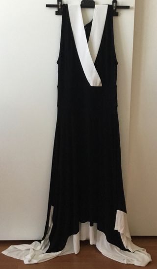 Vestito lungo bicolore bianco e nero